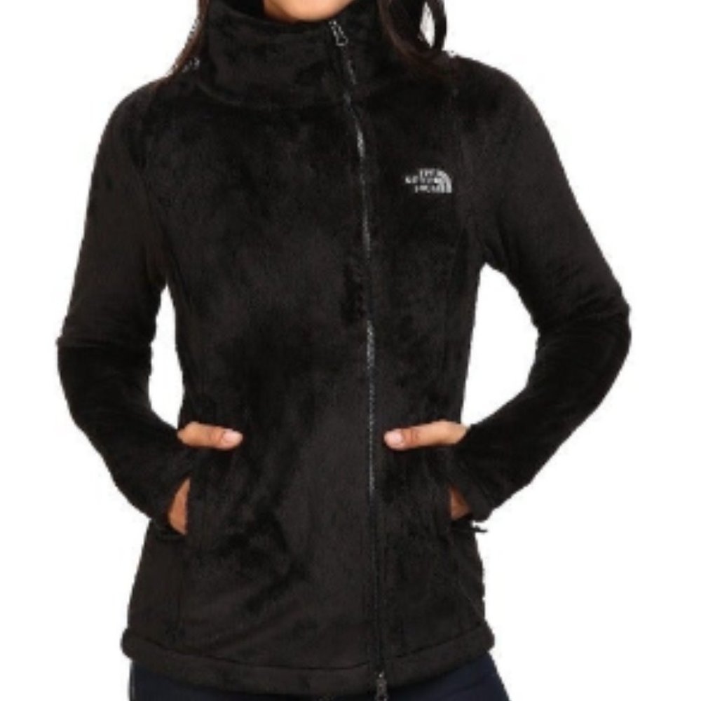The North Face Fleece Osito Jacket Asymmetrical Zip Small Black Fuzzy Soft SMALL